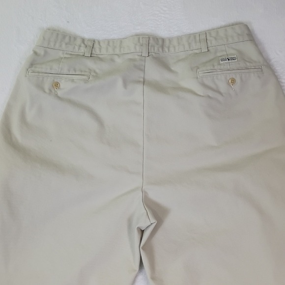 Vintage Polo Ralph Lauren Mens Andrew Pant Khaki Pleated Chino Cotton Size 38x30 - Picture 16 of 16
